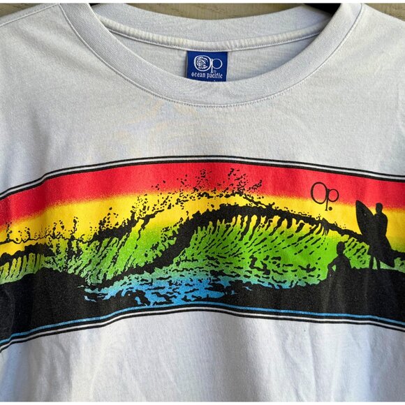 Op Ocean Pacific Surfer Graphic Long Sleeve Crop Tee 🌊🌈 Size Small - Picture 1 of 7